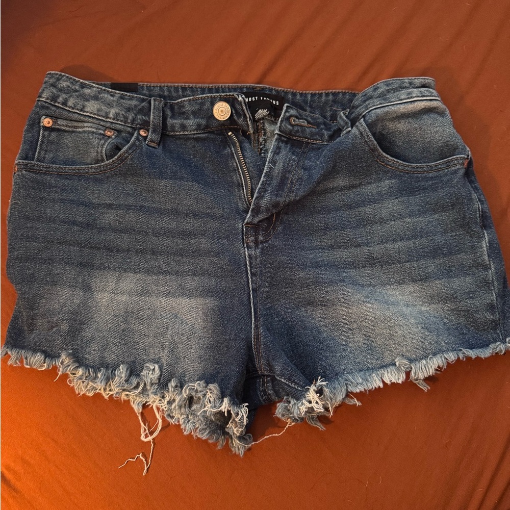 Almost Famous Blue Jean Shorts with Frayed Hem